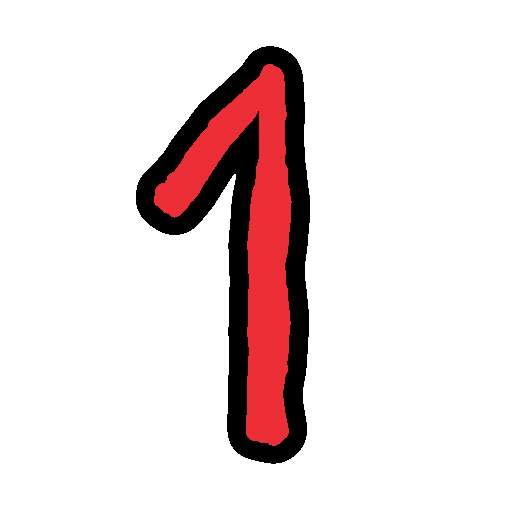 the sitelen pona glyph for the toki pona word 'wan,' which looks like a numeral '1'.